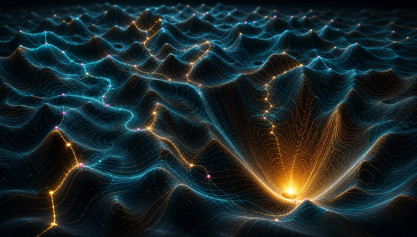 Robopol Refined Engine searching a rugged mathematical optimization landscape